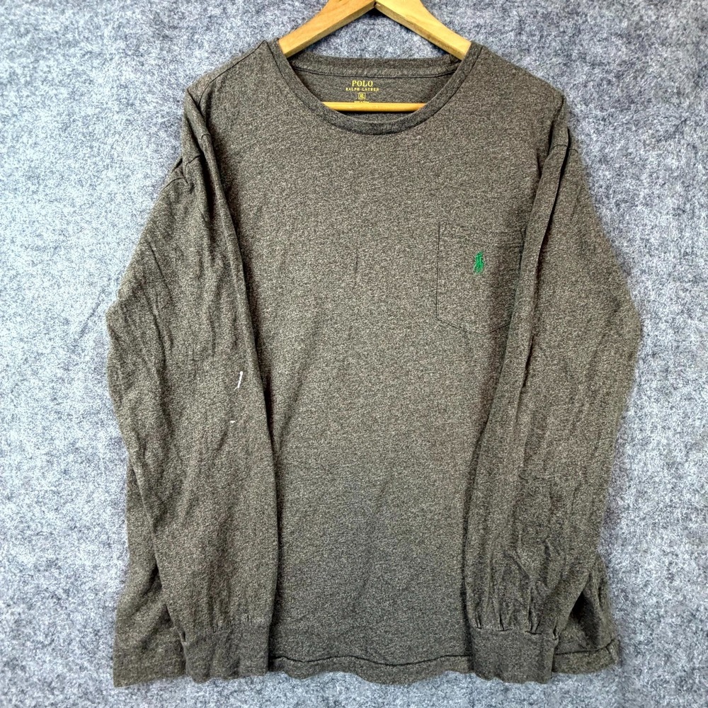 Polo Ralph‎ Lauren Shirt Mens XL Heather Gray Pony Logo Cotton Casual Round Neck